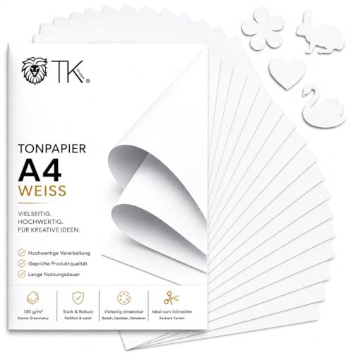 100 x ark A4 lerpapper – 220 g/m² papper – lerkartong pysselpapper och pysselkartong för pyssel och design – vitt papper (100 x lerpapper vit)