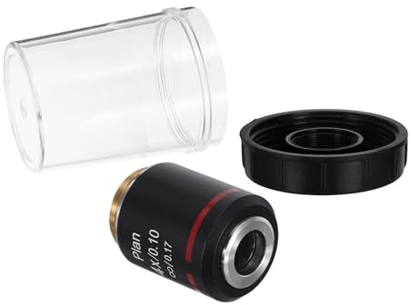 SOPOTUTU Objetivo de Microscopio Biológico 4X Plan Apertura 0,10, Lente de Vidrio para Laboratorio, Compatible Cubreobjetos 0,17 Mm, Accesorio para Estudios Científicos y Análisis Celular