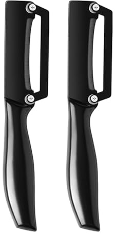 Cuchillo pelador de cocina - Pelador de frutas y verduras de acero inoxidable de 2 piezas, para patatas, frutas, cítricos, pepinos, calabaza, repollo, hogar, camping, picnic, barbacoa