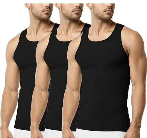 Pack of 3 Men's Vest 100% Cotton Classic Slim Fit Summer Undershirt – Adults Sleeveless Gym Training Tank Tops Plus Size UK