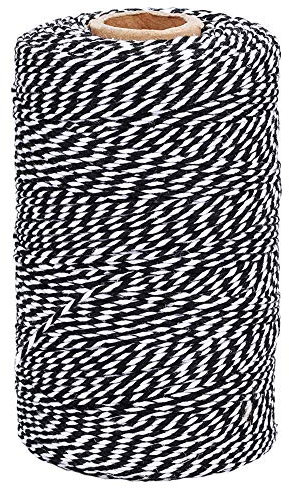 G2PLUS 200M Schwarz und Weiß Baumwolle Schnur, 2mm Geschenkschnur zum Einpacken von Geschenken, Bäcker Bindfäden Bastelschnur Dekokordel Schnur Perfekt für DIY Kunstgewerbe Gartenarbeit