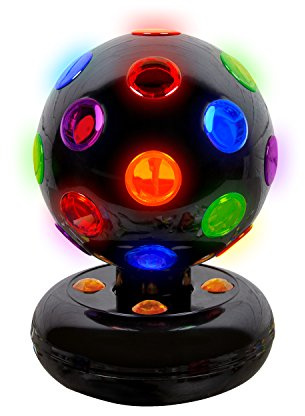 Global Gizmos 12,7 cm batteridriven vridbar LED disco boll. Plast, svart