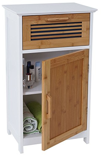 Mendler Kommode HWC-A85, Badezimmerkommode 71x40x31cm weiß Bambus | Badschrank