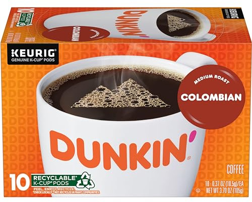 Dunkin' Colombian Medium Roast Coffee, 60 Keurig K-Cup Pods