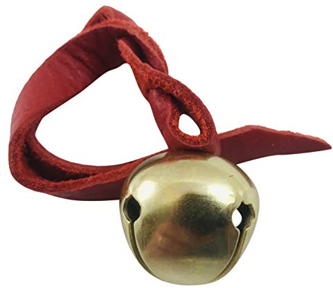 Believe Ornament Brass Sleigh Bell on Leather Cord Christmas Tree Decoration with Gift Bag