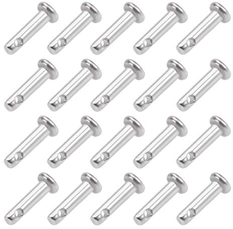 sourcing map 20 Stück Steckbolzen Gabelbolzen Einloch 3mm X 12mm Splintstift Flachkopf 304 Edelstahl Scharnierstift