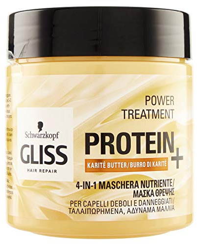 Gliss - Mascarilla Capilar Hidratante 4 En 1 - Para pelo dañado y/o débil - Con Manteca Karité, 400ml, Fórmula vegana y sin colorantes artificiales