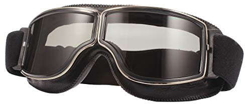 Ashilun Retro Pilot Motorradbrille beschlagfrei Warm Reitbrille ATV Bike Motocross Brille Schutzbrille