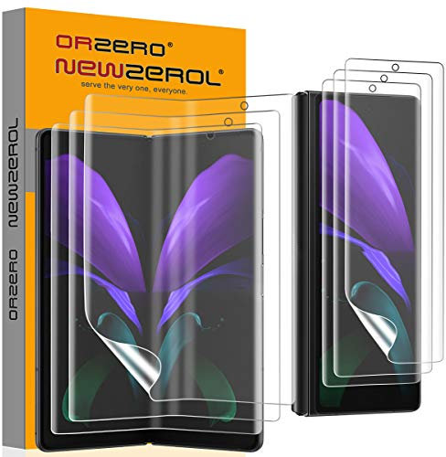 NEWZEROL 6 Pièce Compatible pour Samsung Galaxy Z Fold 2 Protecteur d'écran Avant + Protecteur d'écran Intérieur [Reconnaissance D'empreintes] [Couverture Maximale] Anti-rayures TPU Protecteur d'écran
