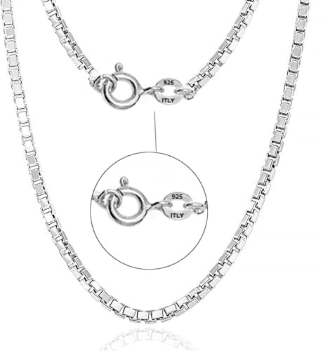 LeCalla Collana a maglia veneziana in argento sterling 925 da 0,08 mm, 1 mm, 2 mm, per donna e uomo, con chiusura ad anello a molla, made in Italy (40, 45, 50, 55, 60, 61 cm), Length 18 Inches