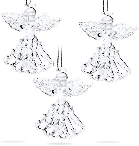 SIKORA BS454 Engel Christbaumschmuck Glas Figur Weihnachtsbaum Anhänger 3er Set, Farbe:3er Set