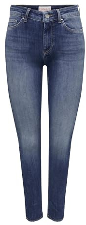 ONLY ONLBLUSH Mid SK ANK Raw DNM REA194 Noos, Jeans De Las Mujeres, Medium Blue Denim, M/32