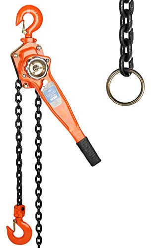 Nisorpa 1.5Ton Chian Hoist, Manual Chain Block Lever Hoist 6M 3300Lbs Cap 20Ft Lift Ratchet Chain Hoist Come Along Puller Pulley with Safe Hook for Warehouse Transport Industrial Zones