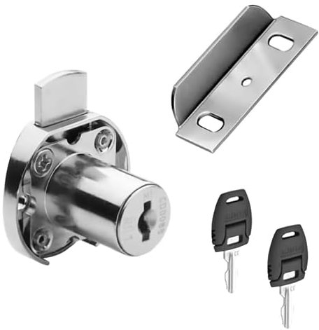 Evotrade Serratura a Cilindro in Zama e Acciaio per Ante, Cassetti e Armadietti Serratura di Sicurezza per Mobili – Corpo 20 mm Ø 16,5 mm - Kit da 1 o 12 Pezzi (1)