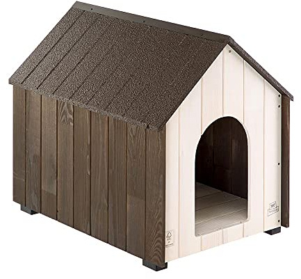FERPLAST Hundkoja för utomhusbruk, hundhus KOYA stor av FSC-trä med giftfri färg, ventilationshål, isolerande fötter, 63,5 x 91,5 x h 78 cm.
