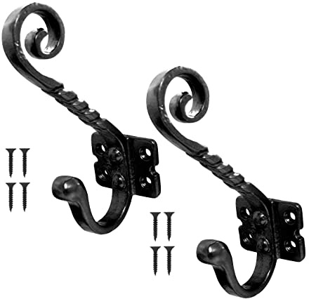 TERF® Türhaken mit Befestigungsschraube, traditioneller Vintage-Stil, Antik-Schwarz, 2 Stück