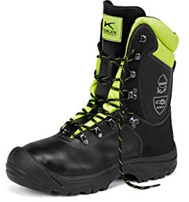 KÜBLER Workwear FOREST Schnittschutzstiefel S3 | Schnittschutzschuhe Herren Klasse 2 | Robuste Forstschuhe aus Leder | Wasserabweisend, atmungsaktiv & winddicht | Sicherheitsschuhe mit Stahlkappe