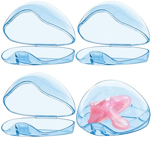 Smlpuame Pacifier Case,4 Pack BPA Free Pacifier Holder Case,Transparent Container Box for Baby Binky(Not Included),Essential Pacifier Accessories,Alway Keep Paci Clean,Easy to Clean(Blue)