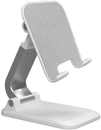 HONAMWINPRO Foldable Phone Stand for Desk - Height Adjustable Cell Phone Holder Portable Cellphone Cradle Desktop Dock iPhone 16/ Plus/Pro/Pro Max Smartphone Desk Stand White