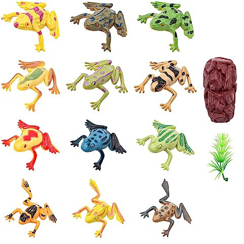 WANGCL 12PCS Plastic Frogs Toy Mini Realistic Frog Figurines Colorful Floating Frog Figures Crafts Decoration for Pond Vivarium etc