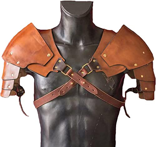 PRABOS Schulterrüstung, Mittelalterliche Rüstung, Lederrüstungsgeschirr, Halloween-Cosplay-Krieger-Ritter-Kostüm