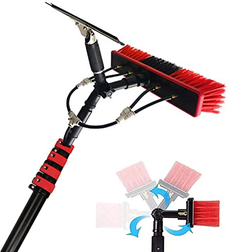 BEESOM Solarpanel-Reinigungsbürste,3.6-10.8 m Fensterputzer mit Teleskopstiel Teleskop-Fensterreiniger-Wasserwaschbürsten-Kit von Photovoltaik- und Solarmodulen,10.8m