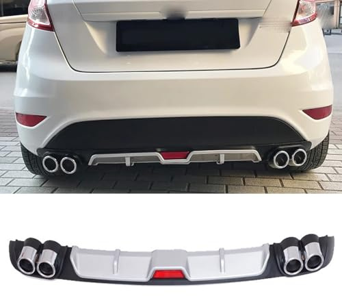 LohxA Auto Heckstoßstange Heckdiffusor Spoilerlippe für Ford Fiesta, ABS, Silber/Schwarz,Silver Black
