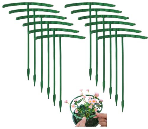 12Pcs Plant Support Plant Stake Half Round Plant Support Ring Garden Flower Support Plant Support Stakes for Tomato, Hydrangea, Indoor Plants