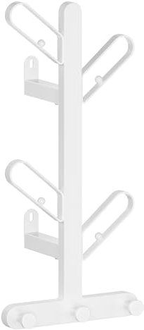 SONGMICS HOME Wandgarderobe mit 7 Haken, Garderobe in Baum-Form, Kugelknöpfe, für Kleidung, Hüte, Taschen, perlweiß RCR035W01