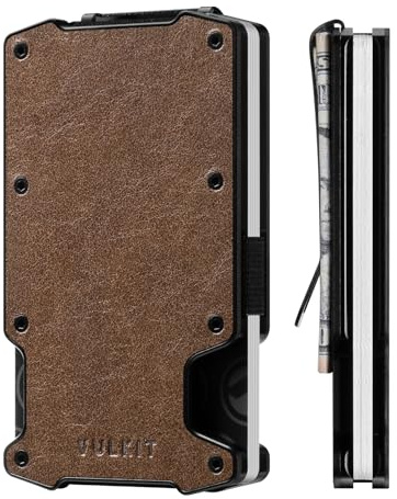 VULKIT Tarjetero Hombres con Pinza para Billetes con Bloqueo RFID Cartera de Metal Minimalista Delgada Cartera