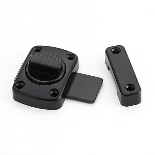 Rotary Internal Lock Rotary Door Key Interior Lock Rear Mount Padlock Door No Drilling Room Key Internal Lock Bathroom Door Interior Door Lock Auxiliary Lock Entrance Retractable Lock (Black)