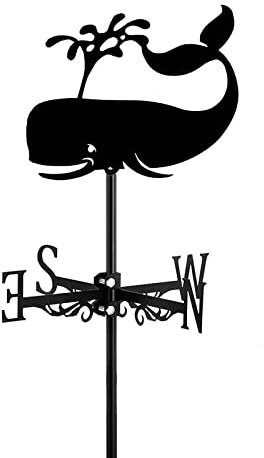 PLHBVDFWE Wetterfahne Wal, Wetterfahne aus Edelstahl mit Erdspieß und Wandbefestigung, Windfahnenrichtungsanzeiger für Bauernhof, Hof, Garten, Pavillon-Dekoration