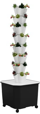 CEIEVER Sistema idroponico, torre idroponica a 6/8 piani, sistema di crescita idroponica con pompa di idratazione, adattatore, vasi, sistema di coltivazione senza fragole, per erbe, frutta e verdura