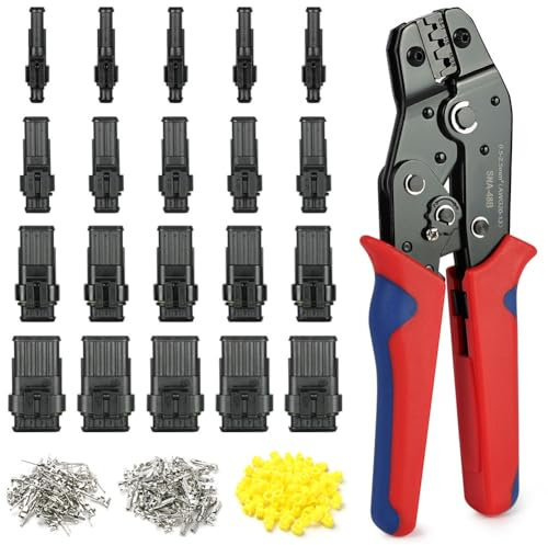 URAQT 300 PCS Automotive Waterproof Electrical Connector, Automotive Wire Connector with Pliers 1/2/3/4 Pin Automotive Spark Terminal Plug Connector with Box for Motorcycle Scooter Car Truck Boat