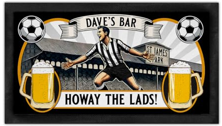 Personalised Bar Runner Newcastle Football Fan Rubber Beer Mat Home Pub Man Cave Shed Retro Dad Birthday Gift SBR58