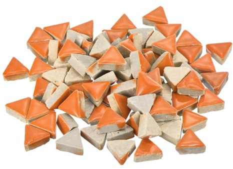QUARKZMAN 200g Baldosas De Mosaico Cerámico Para Manualidades Al Por Mayor, Baldosas Cerámicas Triangulares Naranjas Para Kits De Mosaico, Piedra De Jardín, Posavasos