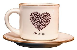 CER-POR Set Tazzine Caffe Con Piattino In Porcellana Turca, Tazzine Da Caffè Particolari Colorate Con Decori Originali, Set Da 2. (Cuore Marrone)