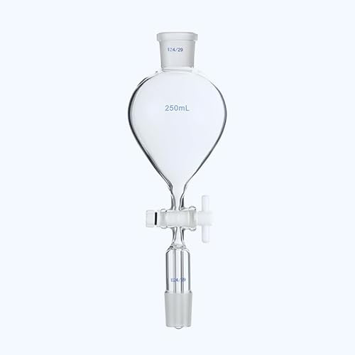 XIAOYANLIU Embudo de decantación esférico de forma de globo, con tapón de vidrio esmerilado y llave de paso, capacidad 60 ml, unión 24/29, válvula de conmutación de vidrio
