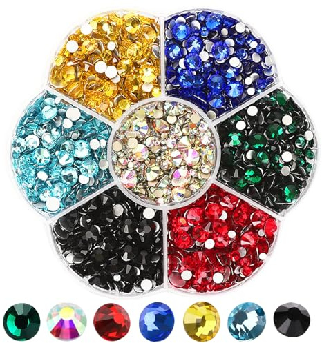 3000 Glitzersteine Hotfix Selbstklebend 0.15-0.48cm,Strasssteine Textilien | zum Kleben,Schmucksteine zum Basteln Rhinestones,für Kleidung Schuhe DIY Handwerk Nail Charms Geschenk Gemischte Farben