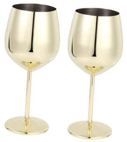 CONGARTENO 2pezzi Calice Acciaio Inossidabile Bicchieri Da Vino Infrangibili Per Cocktail Elegante Per Feste e Picnic Riutilizzabili e Lavabili Lavastoviglie