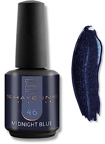 SHAYENNE UV LED Gel Nagellack 15ml – 46 Midnight Blue Blau Schimmer – Langanhaltend & Hochglänzend – Für UV/LED Lampe – Maniküre & Pediküre – Made in Germany