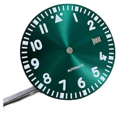 ZONABSQQ Esfera de reloj de 33,5 mm modificada for calibre NH35/NH36/4R/7S. Esfera verde luminosa, con fecha única o sin fecha y logotipo S.