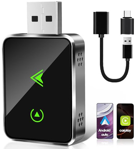 Wireless Adapter 2-in-1 for CarPlay/Android Auto, PURSPIR 2025 Upgraded Conversion from Wired to Wireless with USB/Type-C, Stable Connection and No Delay, Compatible with iPhone/Android