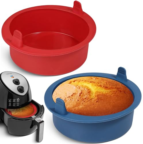 webake Mini Kuchenform Silikon Airfryer 2 Stück 16 cm Kleine Kuchenform Rund Silikonform Air Fryer Backform für Heißluftfritteuse