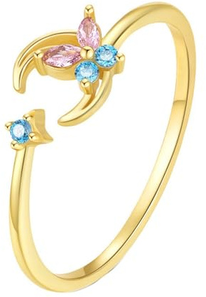 Bijoux Bague Femme Bague en Or Alliance 14K Au585 Forme Marquise Rose Pierre Précieuse Créée Taille pour Mesdames Épouse