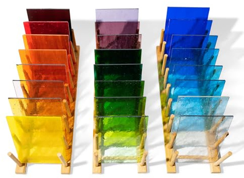 24 Pcs Transparent Cathedral Stained Glass Sheets,4 x 6 Inch Smooth Art Glass Supplies for Suncatchers, Mosaics Glass DIY Home Projects,Craft Projects
