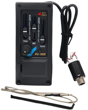 Colcolo Gitarren-Tonabnehmer-Vorverstärker, 3-Band-EQ-505 Professioneller, tragbarer, robuster und leichter Piezo-Tonabnehmer für Linkshänder mit Stimmgerät