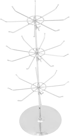 NUOBESTY Présentoir Rotatif pour Bijoux en Acier Carbone Électrolytique 3 Niveaux 55 CM Organisateur pour Colliers et Boucles D’Oreilles Support de Rangement Polyvalent pour Chambre et