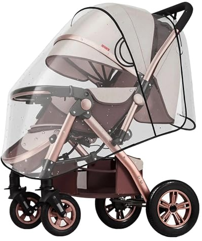 Universal Thickened Rain Cover for Pushchair, Heavy-Duty Waterproof Windproof and Sun Snow Protection with Breathable Transparent Design, All Seasons Weather Shield for Baby Stroller Buggy