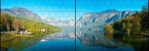 zaun|zu Fjord XL - bedruckter Panorama Sichtschutzstreifen auf Rolle | moderner Motivdruck | einfache Verarbeitung | Aufwertung vom Doppelstmattenzaun | UV-beständig 5,0m x 1,8m